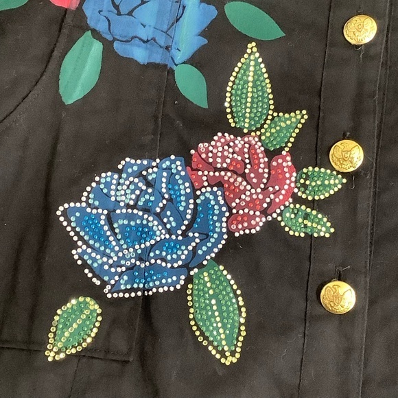 COOGI Eagle and Roses V-neck embellished fitted dress Size L EUC - Picture 11 of 16